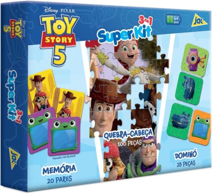 Toy Story 5 - Super KIT 3x1 Dominó, Memória e Quebra-cabeça